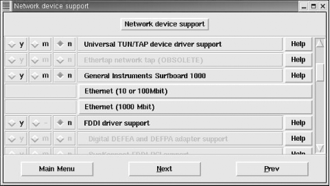 Linux kernel network device support
