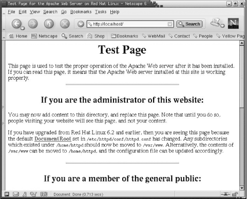 Default Apache server web page