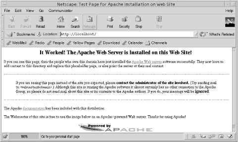 Default web page on a Solaris server