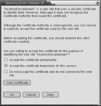 A warning about an invalid certificate