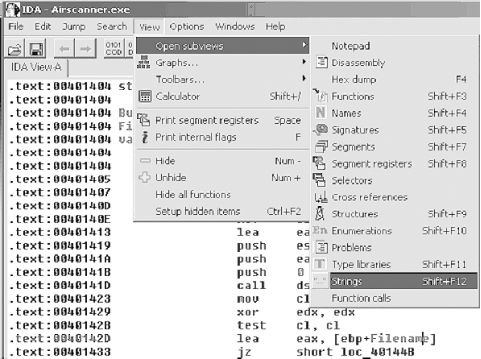 Viewing strings in IDA