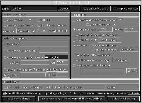 Configuring SubSeven with the EditServer program