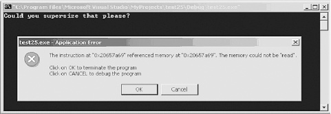 Buffer overflow crash