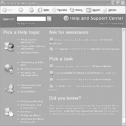 Windows XP Help Center