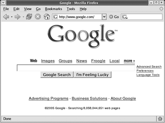 Google’s web site, which has a single embedded image