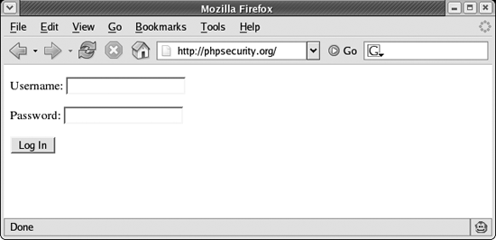 A basic login form displayed in a browser