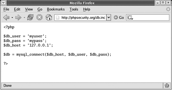 Raw source code displayed in a browser