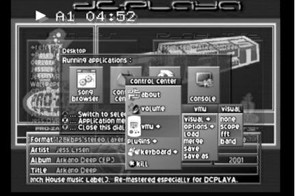 A menu screen from the gorgeous DCPlaya