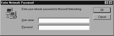 The Windows 9x/Me logon screen for a workgroup configuration