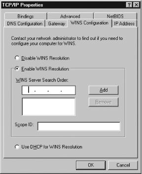 Windows 9x/Me lets you disable an NBNS system, specify an NBNS system explicitly, or obtain the information from a DHCP server