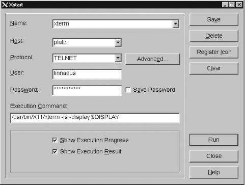 Windows X servers provide a way to log in to a remote system and start an X session