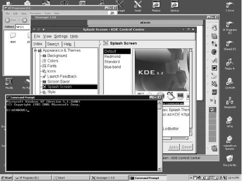 A rooted X server display contains an entire Linux desktop environment