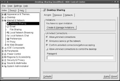 KDE’s VNC support enables you to share an existing KDE login session