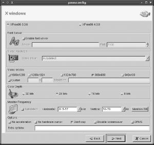 PXES lets you specify Linux-like options for your thin client’s video card and monitor
