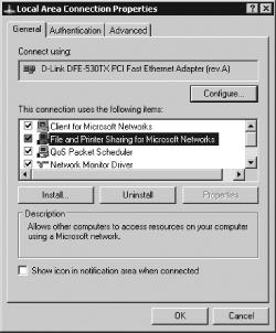 Windows displays the protocols it supports in the Local Area Connection Properties dialog box