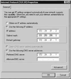 The TCP/IP Properties dialog box lets you set basic network features