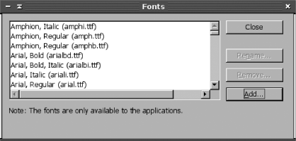 OpenOffice.org provides a GUI tool that adds or deletes fonts