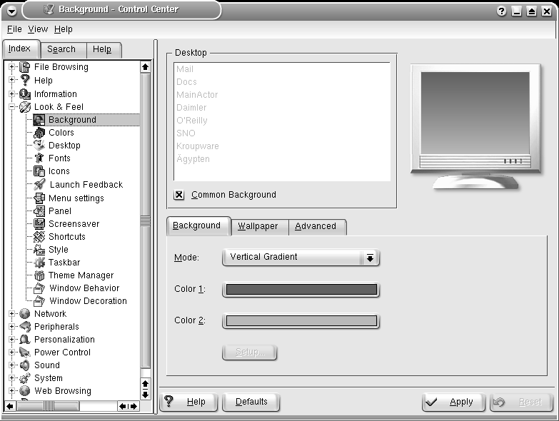 Configuring the background of the KDE desktop