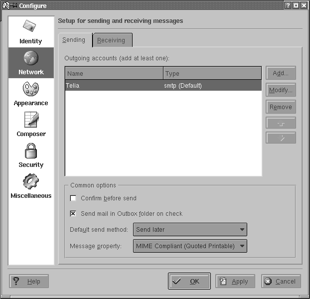 KMail identity for outgoing mail