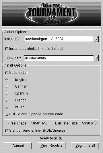 Primary UT2K4 install screen