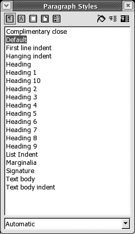 The Stylist opens to Paragraph Styles