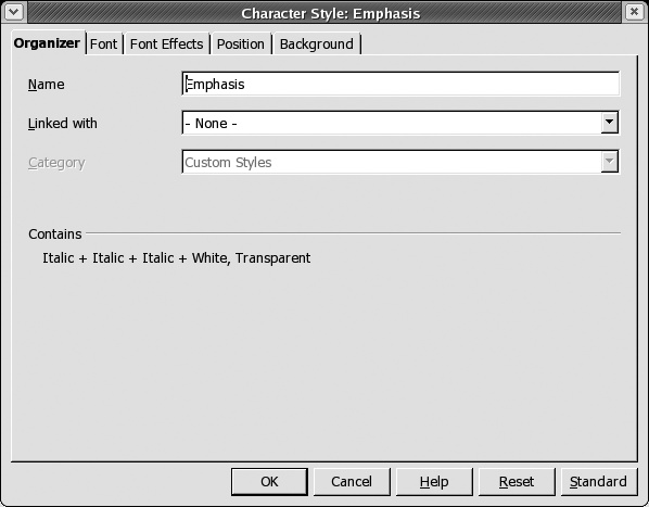 The Style Settings window