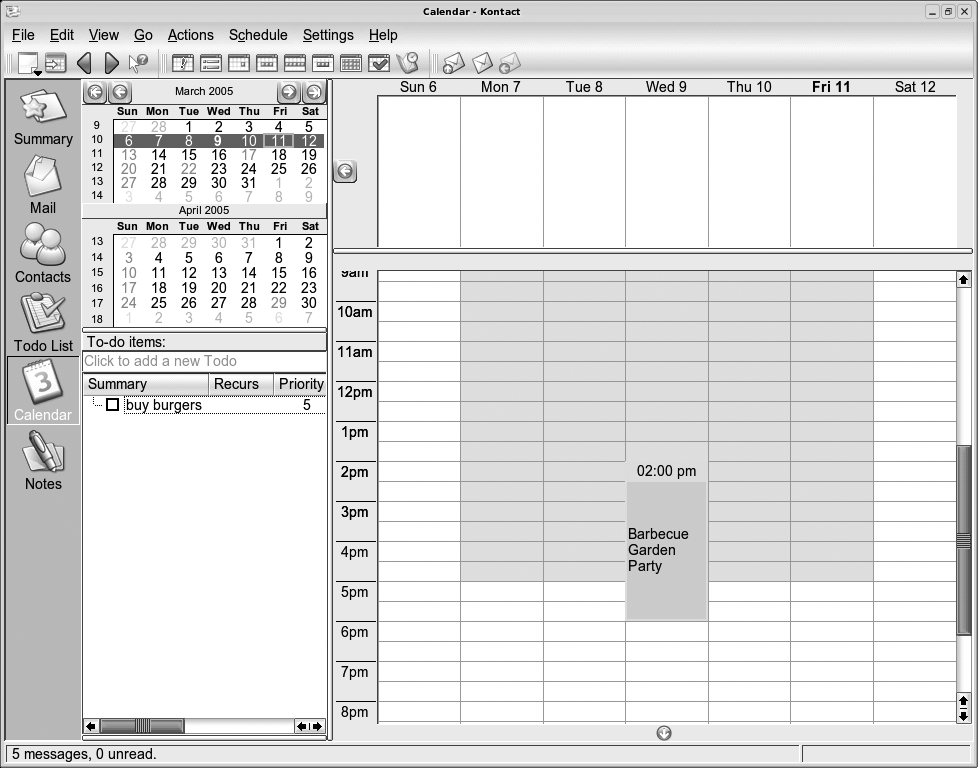 Creating a new event in Kontact