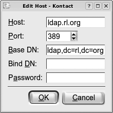 Adding a new LDAP host in Kontact