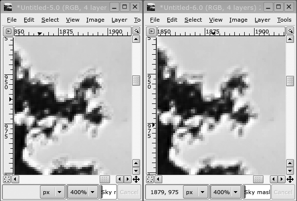 Blurring the mask — before and after