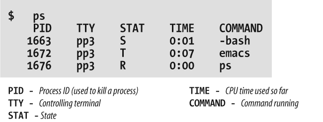 Output of ps command