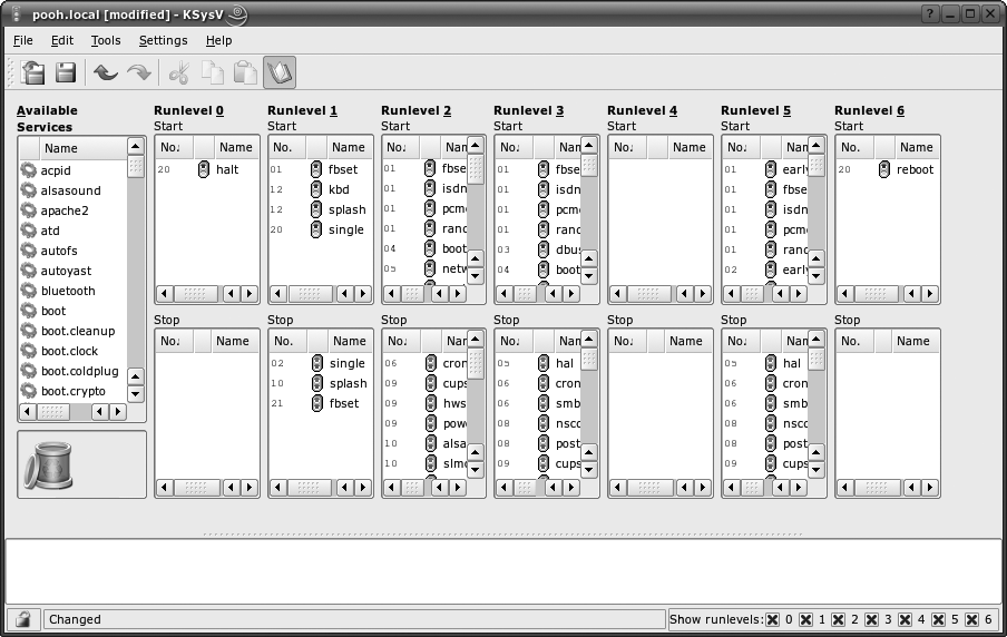 The KSysV main window