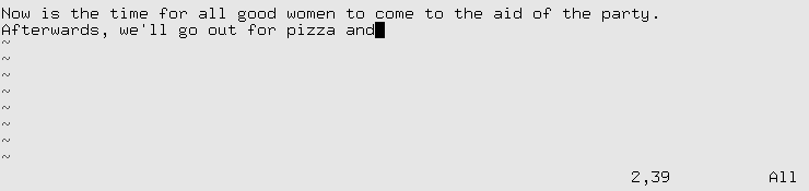 vi after removing text