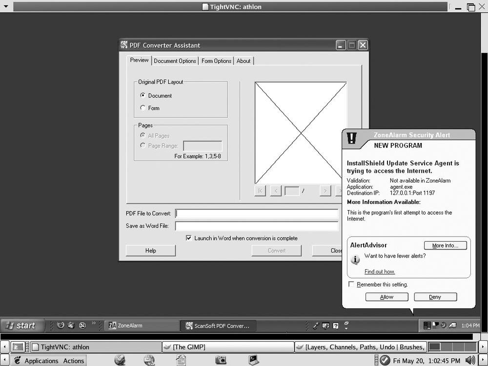 Activity on a remote desktop