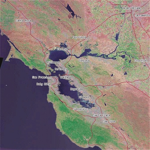 A map showing various layers of information