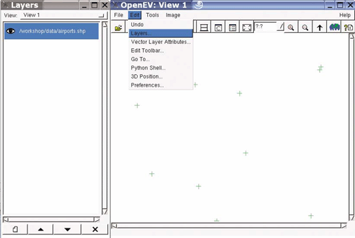 Viewing the layers loaded into the view