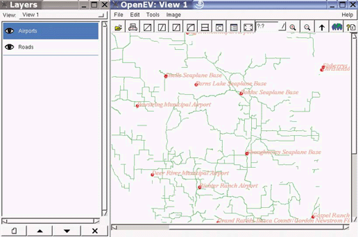 Road lines and airports loaded