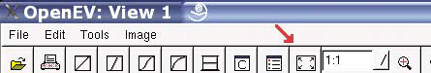 The OpenEV toolbar, pointing out the Fit All Layers button