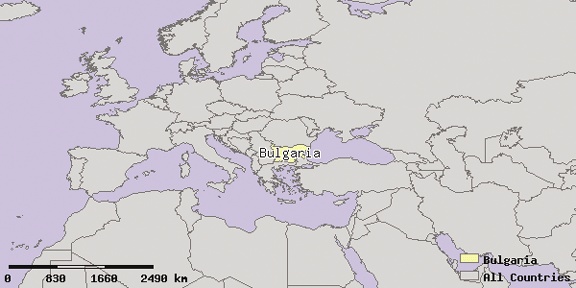 Zooming in to Bulgaria by clicking two times on the map