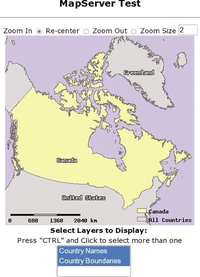 The layer select list added to the map page