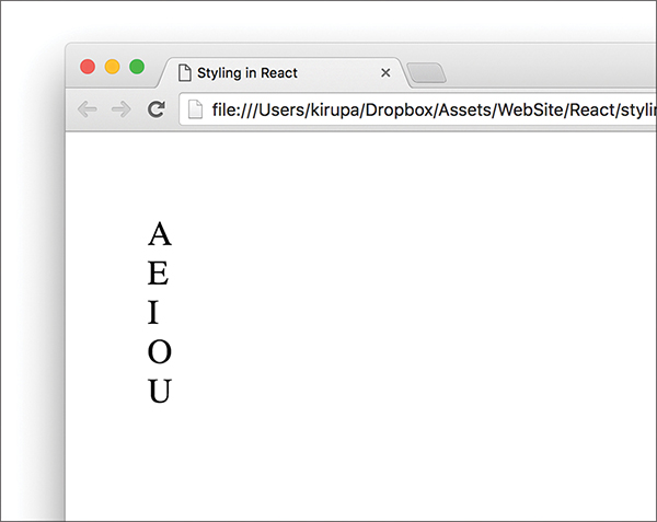 A screenshot shows the vowels: "A, E, I, O, and U" displayed one below the other in a simple fashion.