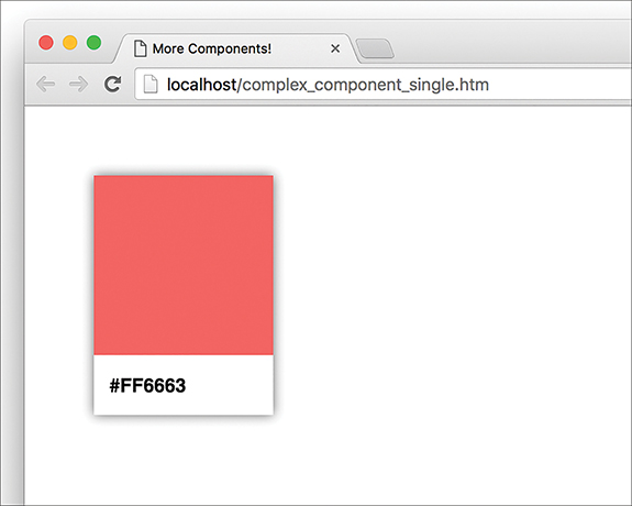 The palette card appears on the screen, with the pink colored portion at the top and the white region below it. The hex code label "#FF6663" appears in the white space.