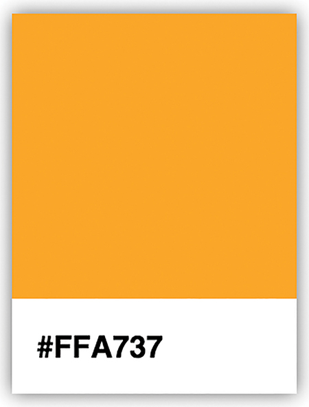 A figure shows a color palette with the hex code #FFA737 mentioned below the palette.