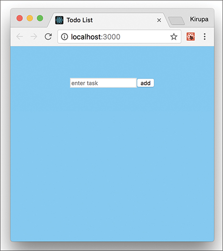 The app screen shows a to-do list. A text field for entering a task and an add button next to it are shown.