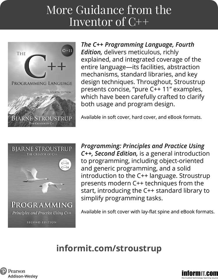 A screenshot of a page titled "More Guidance from the Invertor of C++" is shown.