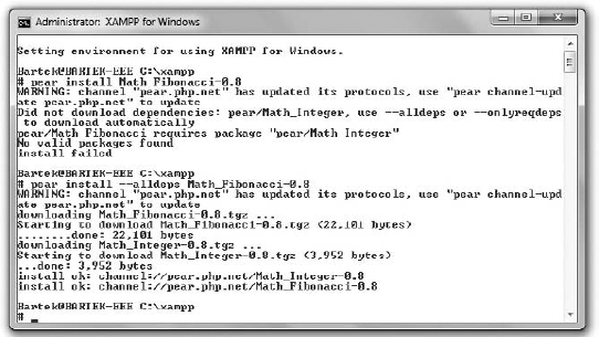 Installing PEAR packages with XAMPP shell for Windows