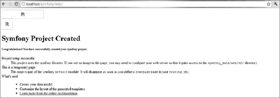 Web page of the default Symfony project