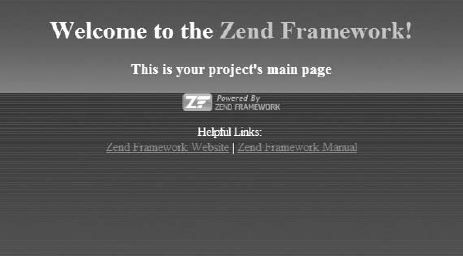 The default web page of a new Zend Framework project