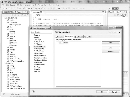 Including CakePHP core files into an example application