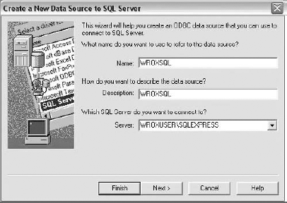 Defining properties of database connection