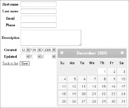 Form with jQuery date picker